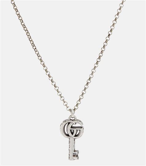 gucci double g key necklace|gucci silver and onyx necklace.